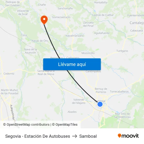 Segovia - Estación De Autobuses to Samboal map