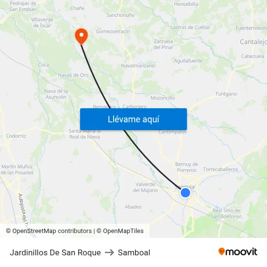 Jardinillos De San Roque to Samboal map