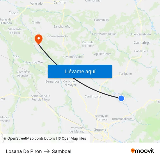 Losana De Pirón to Samboal map