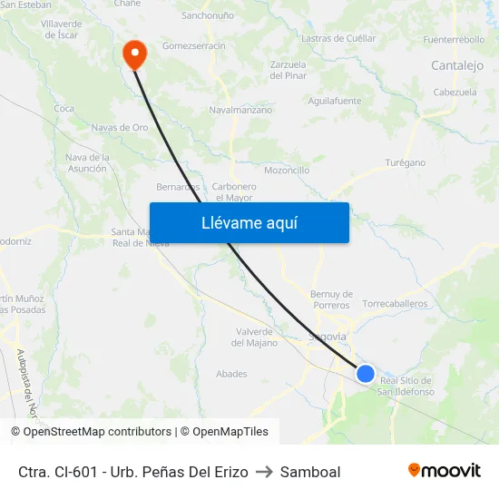 Ctra. Cl-601 - Urb. Peñas Del Erizo to Samboal map