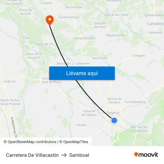 Carretera De Villacastín to Samboal map