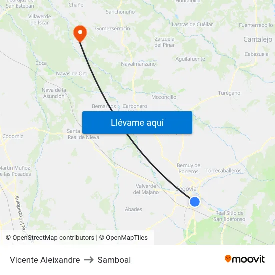 Vicente Aleixandre to Samboal map