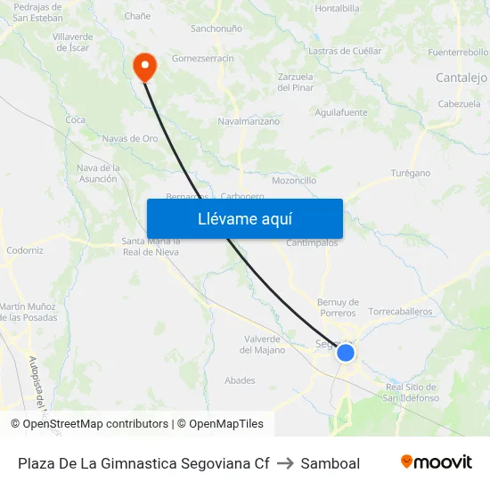 Plaza De La Gimnastica Segoviana Cf to Samboal map