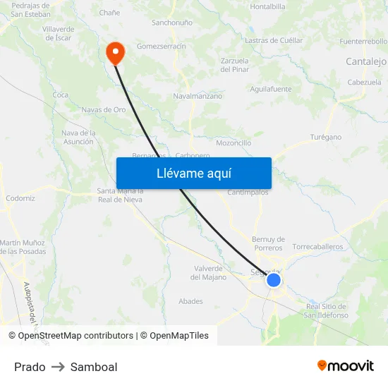 Prado to Samboal map