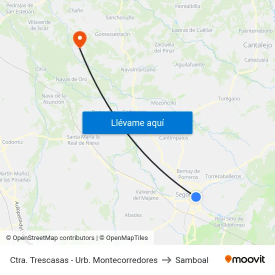 Ctra. Trescasas - Urb. Montecorredores to Samboal map