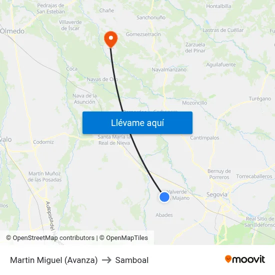 Martin Miguel (Avanza) to Samboal map