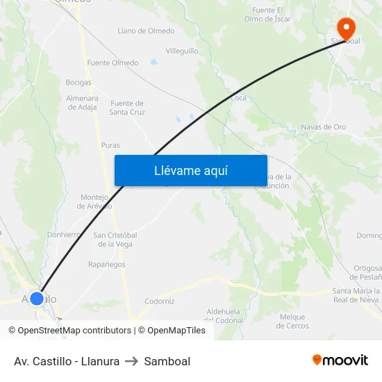 Av. Castillo - Llanura to Samboal map