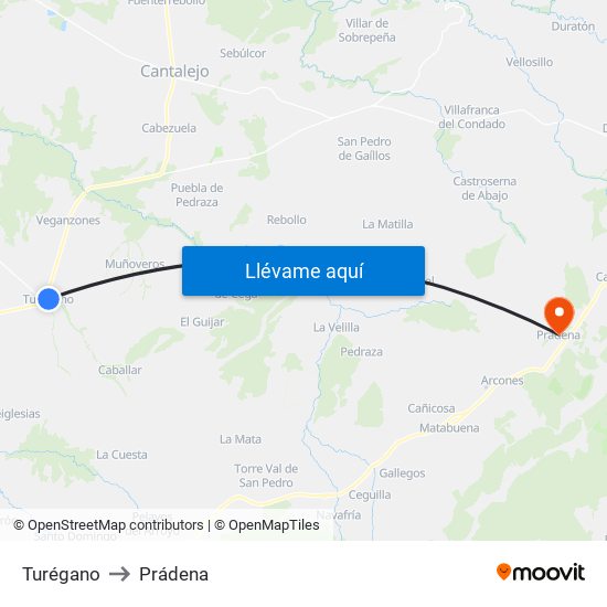 Turégano to Prádena map