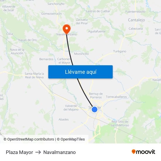 Plaza Mayor to Navalmanzano map