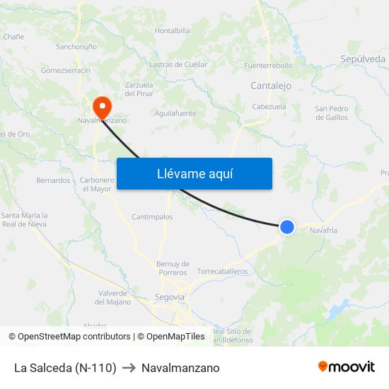 La Salceda (N-110) to Navalmanzano map