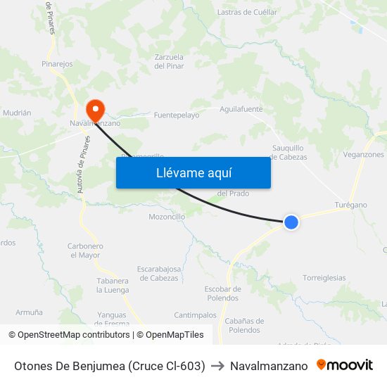 Otones De Benjumea (Cruce Cl-603) to Navalmanzano map