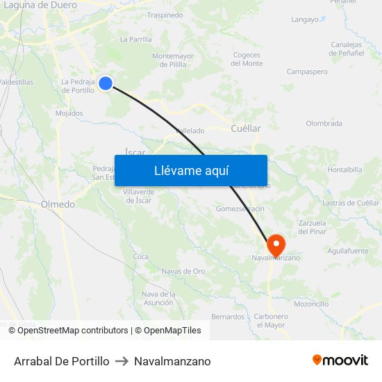 Arrabal De Portillo to Navalmanzano map