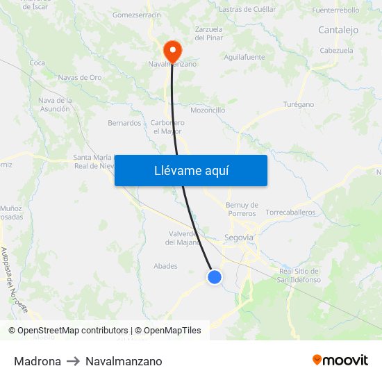 Madrona to Navalmanzano map