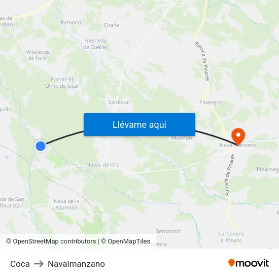 Coca to Navalmanzano map