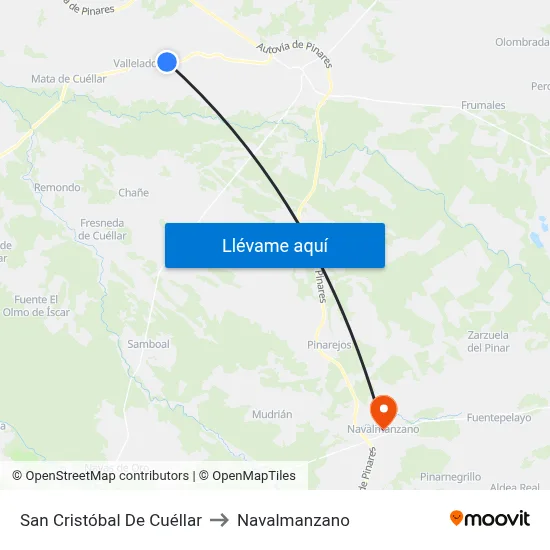 San Cristóbal De Cuéllar to Navalmanzano map