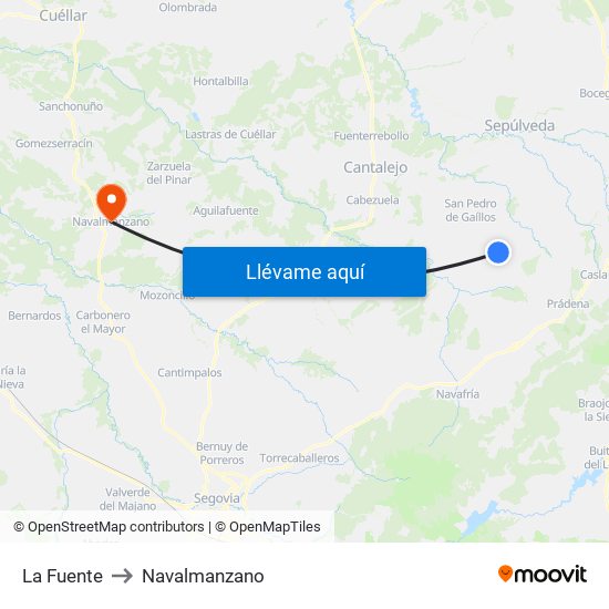 La Fuente to Navalmanzano map