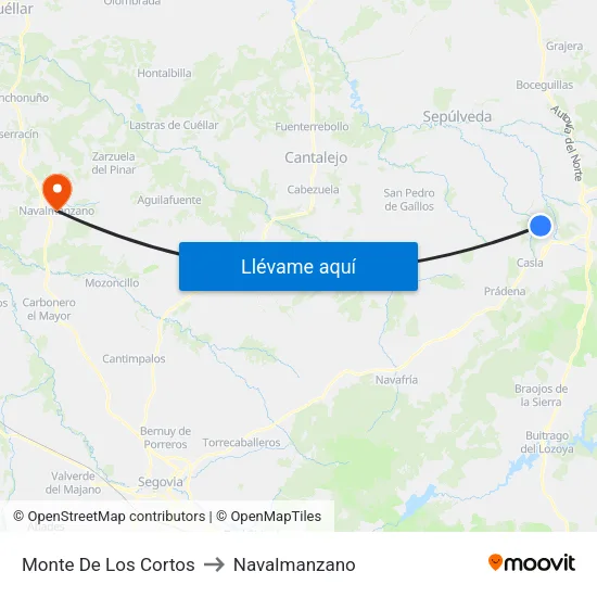 Monte De Los Cortos to Navalmanzano map