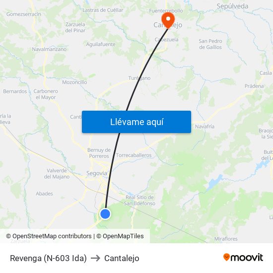 Revenga (N-603 Ida) to Cantalejo map