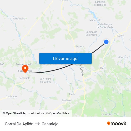 Corral De Ayllón to Cantalejo map