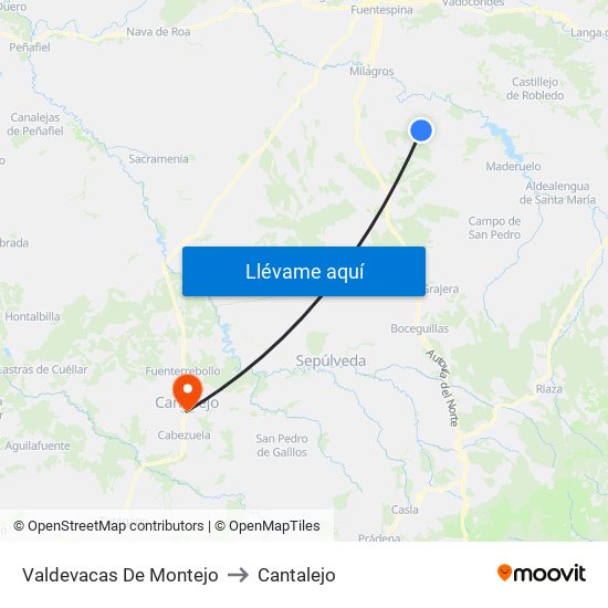 Valdevacas De Montejo to Cantalejo map