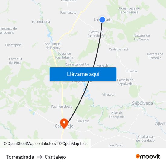 Torreadrada to Cantalejo map