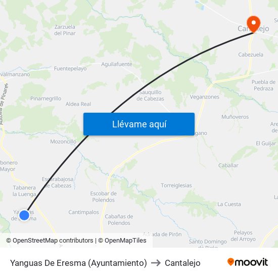 Yanguas De Eresma (Ayuntamiento) to Cantalejo map