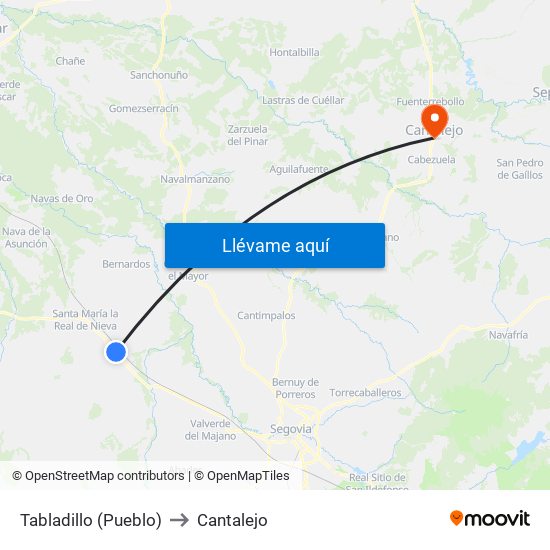 Tabladillo (Pueblo) to Cantalejo map