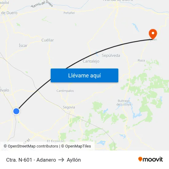 Ctra. N-601 - Adanero to Ayllón map