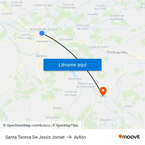 Santa Teresa De Jesús Jornet to Ayllón map