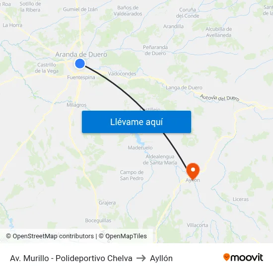 Av. Murillo - Polideportivo Chelva to Ayllón map