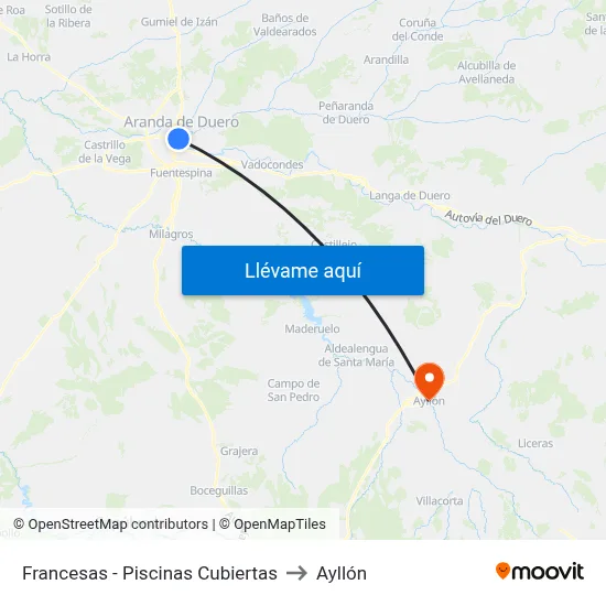 Francesas - Piscinas Cubiertas to Ayllón map