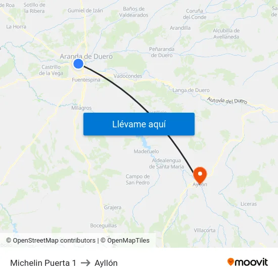 Michelin Puerta 1 to Ayllón map