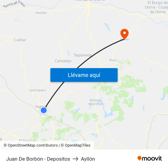 Juan De Borbón - Depositos to Ayllón map