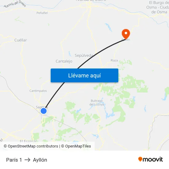 París 1 to Ayllón map