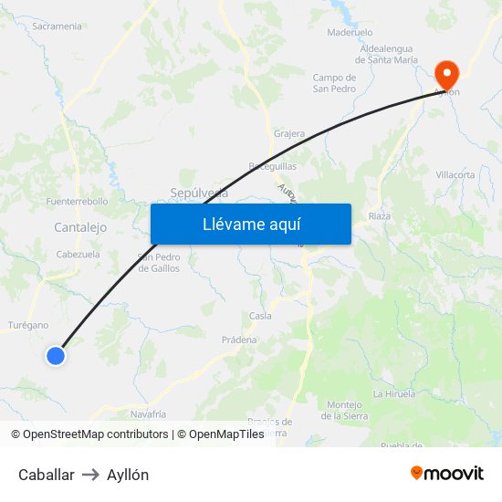 Caballar to Ayllón map
