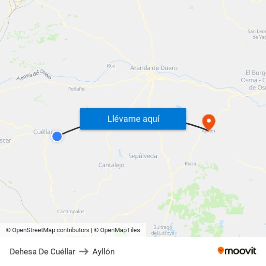 Dehesa De Cuéllar to Ayllón map