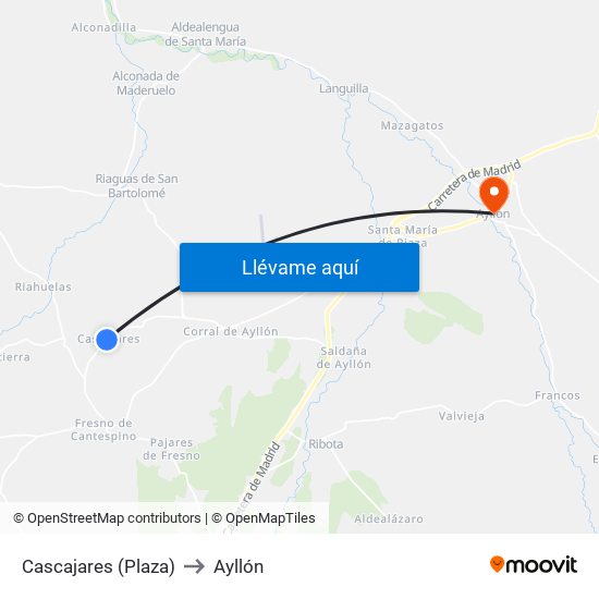 Cascajares (Plaza) to Ayllón map