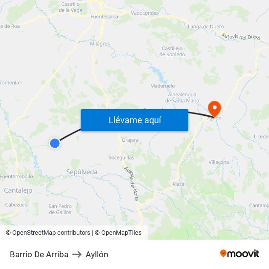 Barrio De Arriba to Ayllón map