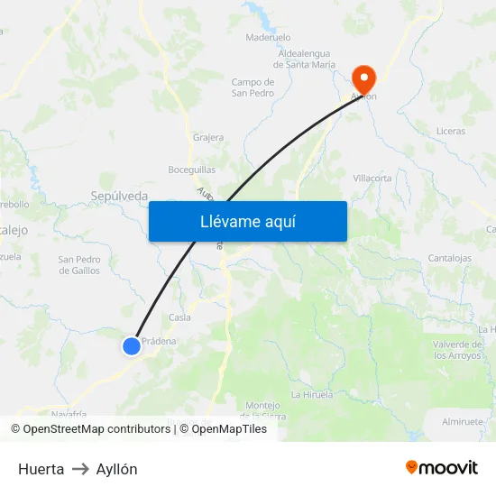 Huerta to Ayllón map