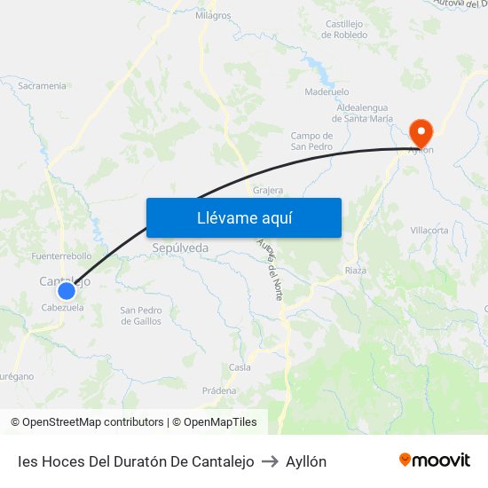 Ies Hoces Del Duratón De Cantalejo to Ayllón map