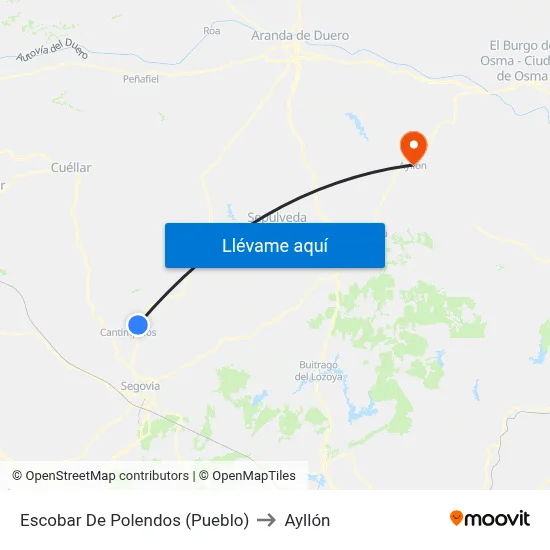 Escobar De Polendos (Pueblo) to Ayllón map