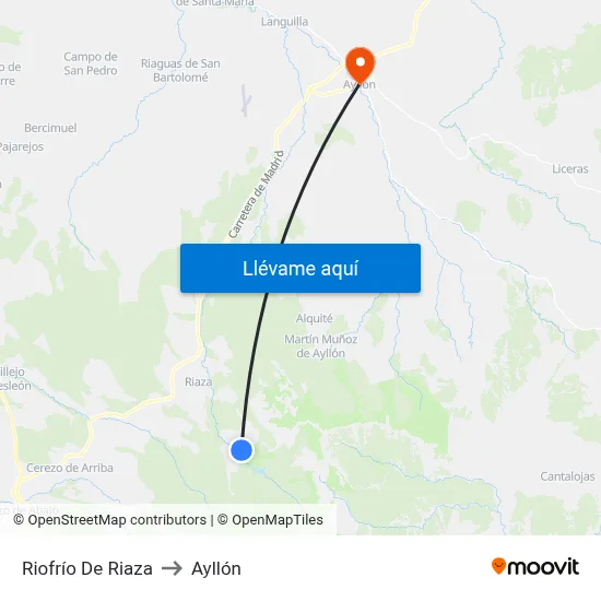 Riofrío De Riaza to Ayllón map