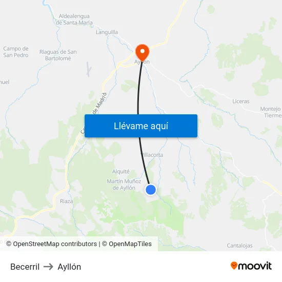Becerril to Ayllón map