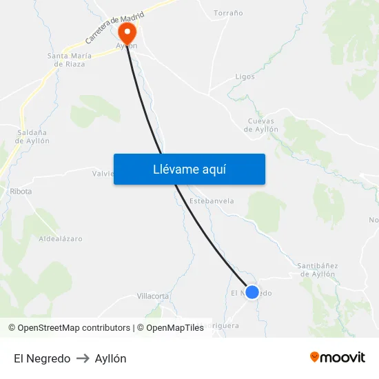 El Negredo to Ayllón map