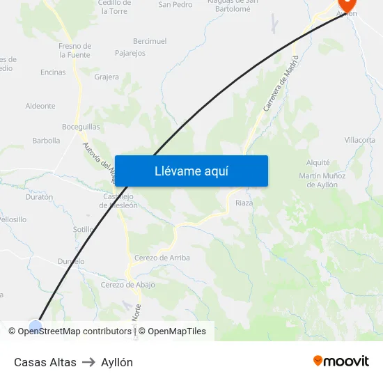 Casas Altas to Ayllón map