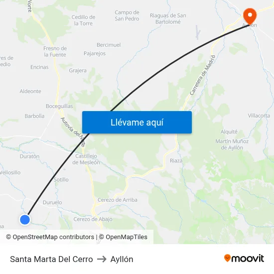 Santa Marta Del Cerro to Ayllón map