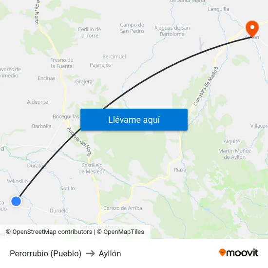 Perorrubio (Pueblo) to Ayllón map