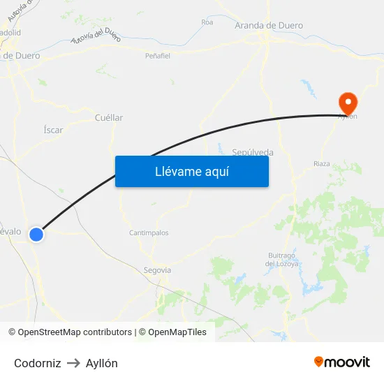 Codorniz to Ayllón map