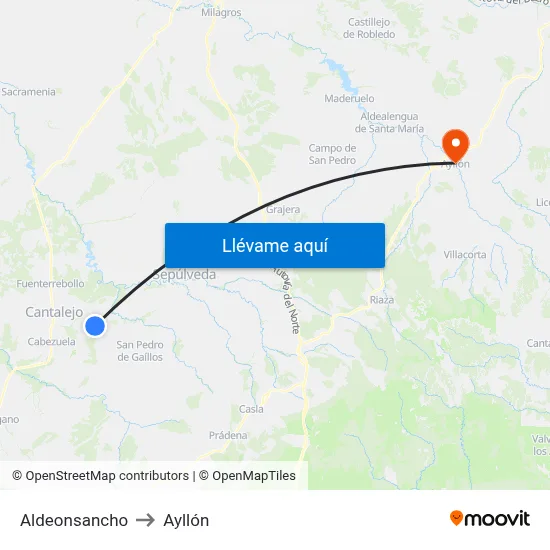 Aldeonsancho to Ayllón map