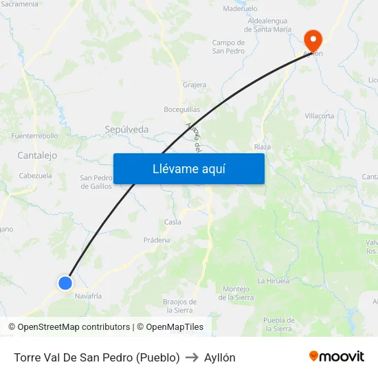 Torre Val De San Pedro (Pueblo) to Ayllón map